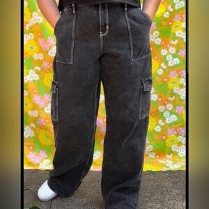 Hollister VintageWomens Y2K Baggy Cargo High Rise Wide Leg Jeans Sz 32